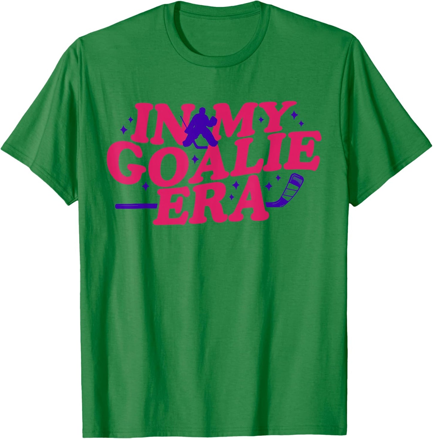 In My Goalie Era Groovy Retro Ice Hockey Girl T-Shirt - T-Shirt | Irish Green