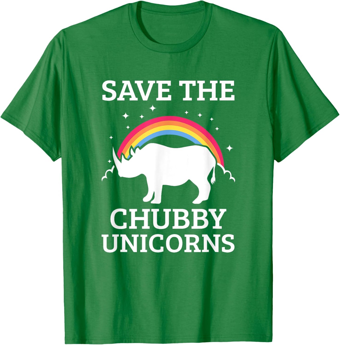 Save The Chubby Unicorns Rhino Rainbow T-Shirt - T-Shirt | Irish Green