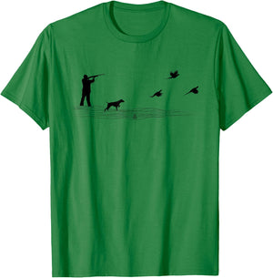 Ringneck Pheasant Hunters Upland Bird Hunting Dog Graphic T-Shirt - T-Shirt | Irish Green
