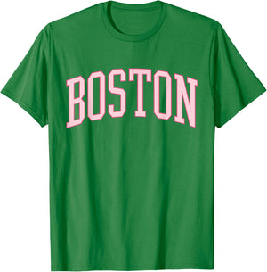 Boston Cute Preppy Varisty Pink T-Shirt - T-Shirt | Irish Green