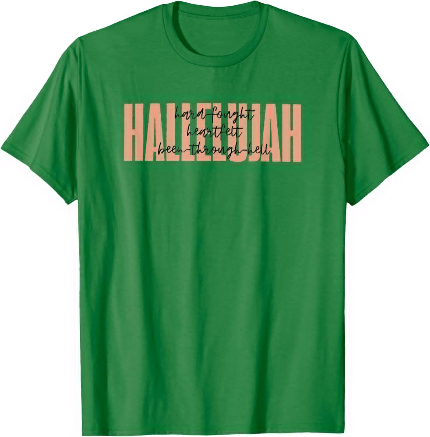 Retro Christian Worship Hard Fought Hallelujah -Adults Christian , Grey, Small, Short Sleeve T-Shirt - T-Shirt | Irish Green
