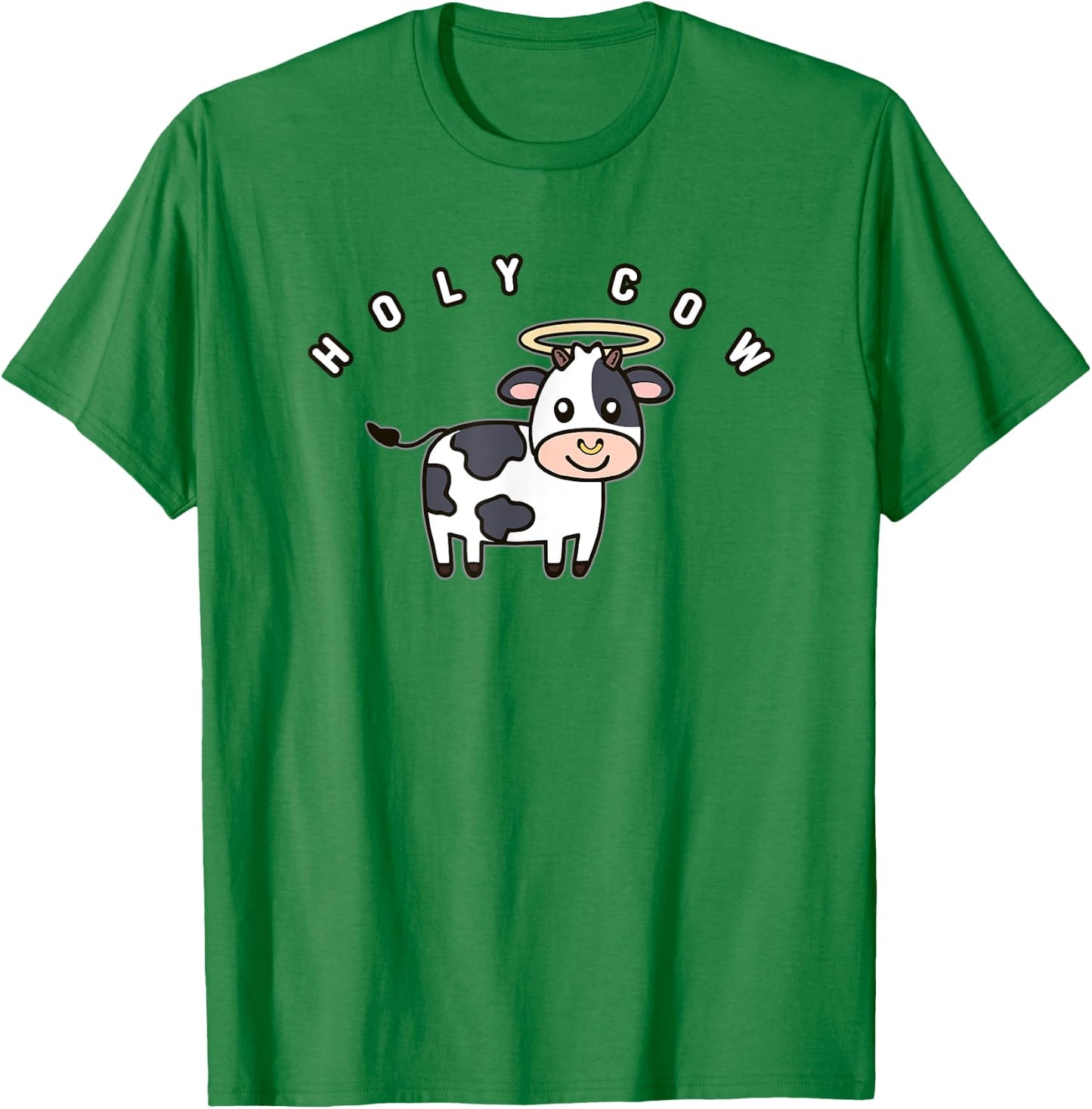 Funny Holy Cow Cute Farm Cow With Halo Animal Lover T-Shirt - T-Shirt | Irish Green