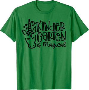 Kindergarten Is Magical Unicorn Vibes First Day Of School T-Shirt - T-Shirt | Irish Green