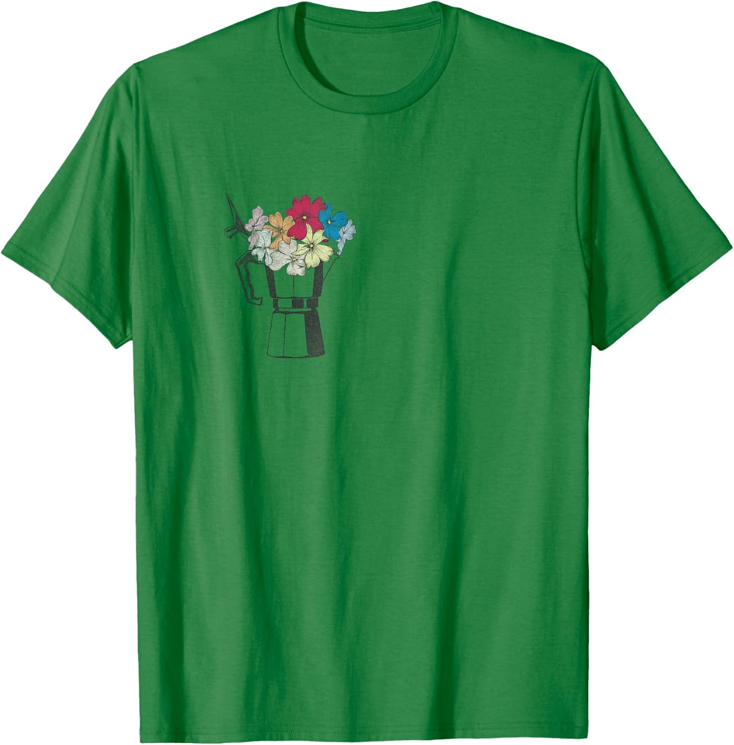 Vintage Coffee Maker Moka Pot with Flowers Coffee Moka T-Shirt - T-Shirt | Irish Green