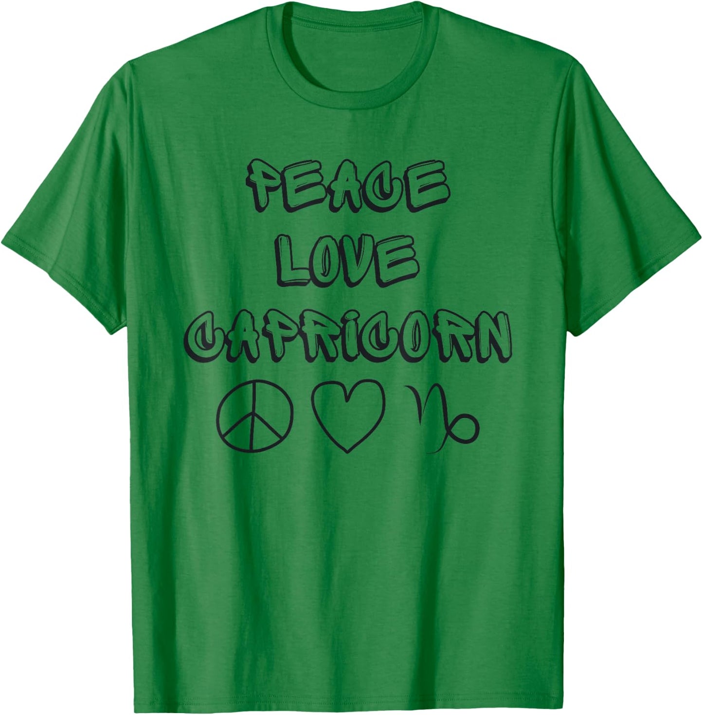 Zodiac Astrology Peace Love Capricorn Birthday Graphic T-Shirt - T-Shirt | Irish Green