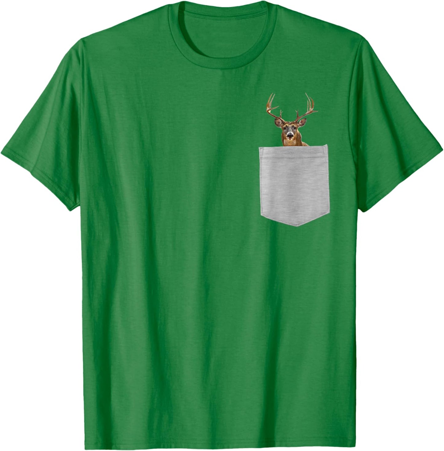 Animal in Your Pocket Funny White Tail Deer peeking out t sh T-Shirt - T-Shirt | Irish Green