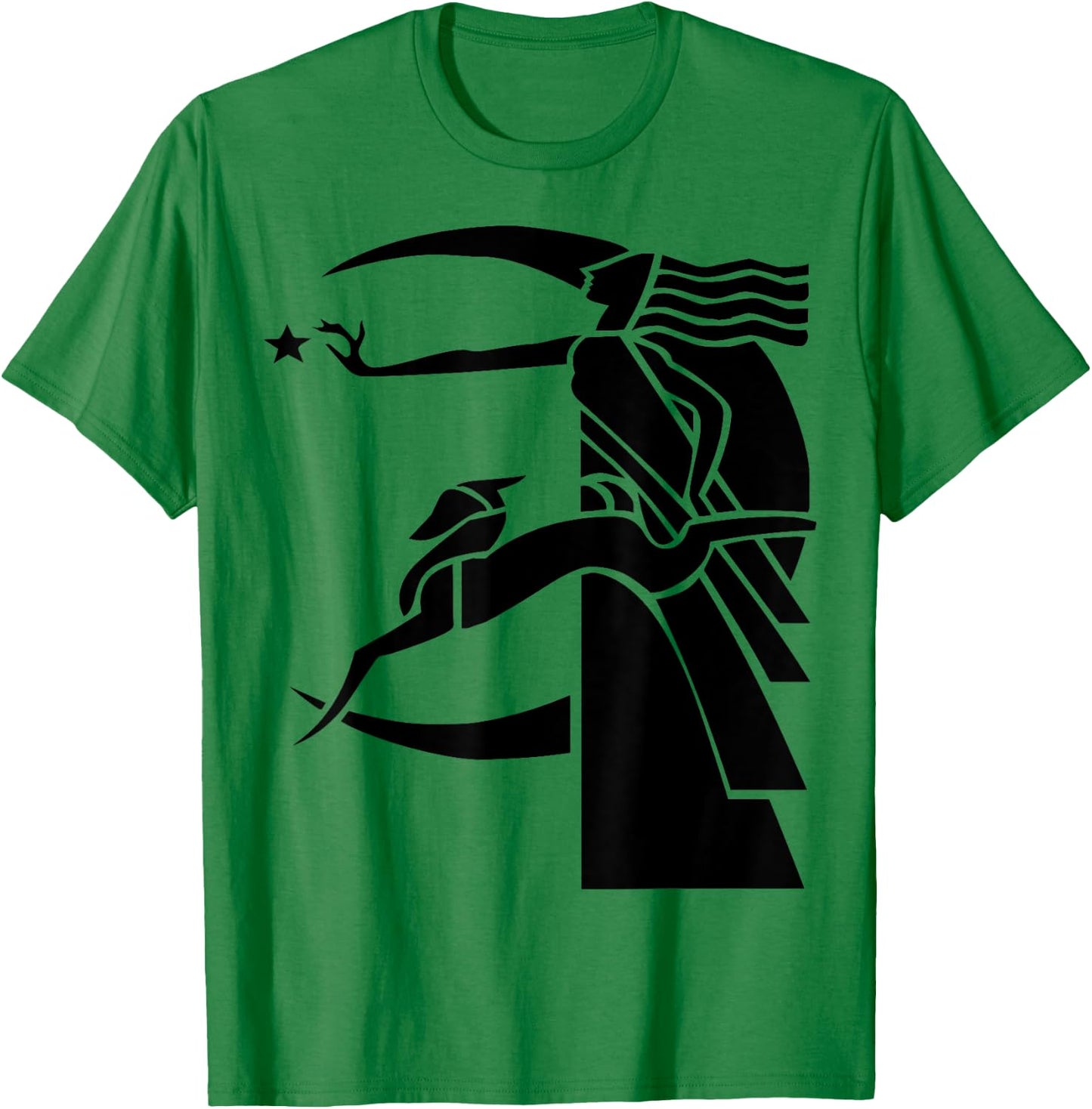 Art Deco Woman Moon Dog T-Shirt - T-Shirt | Irish Green