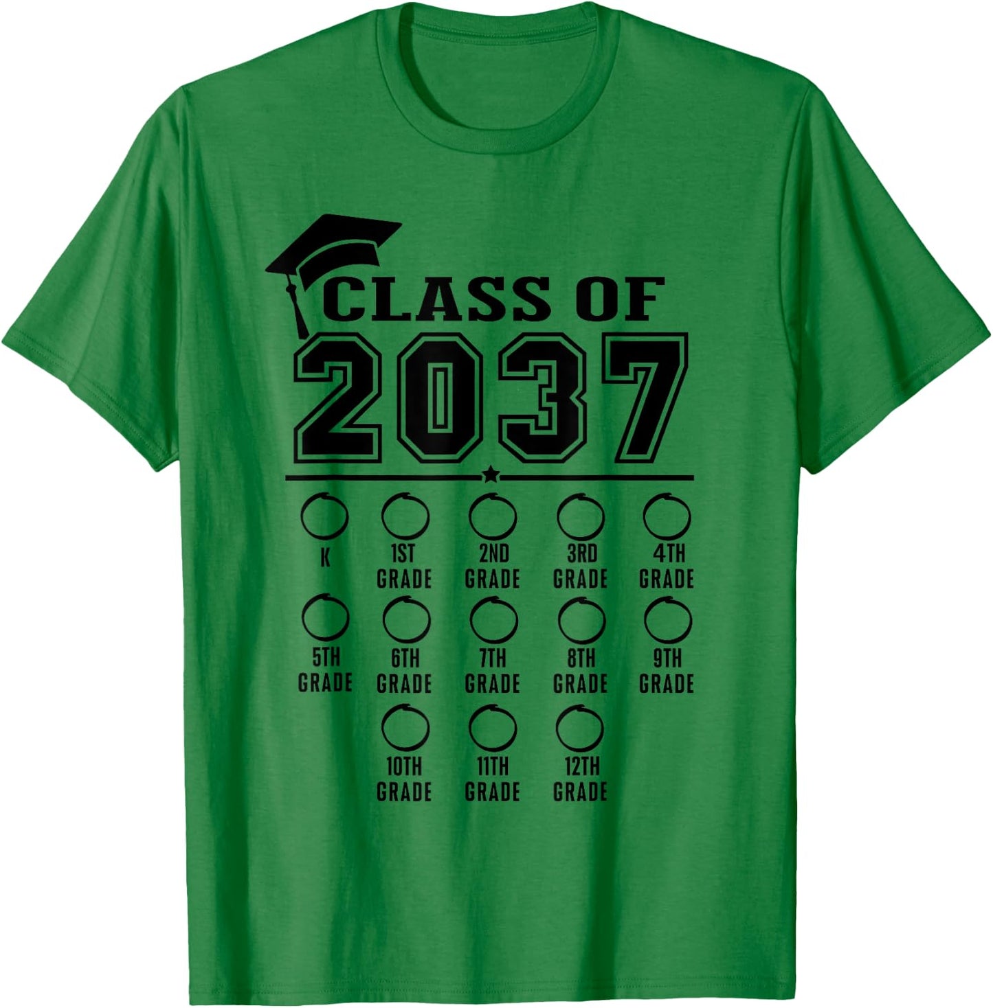 Class of 2037 grow with me checklist kindergarten 12th grade T-Shirt - T-Shirt | Irish Green