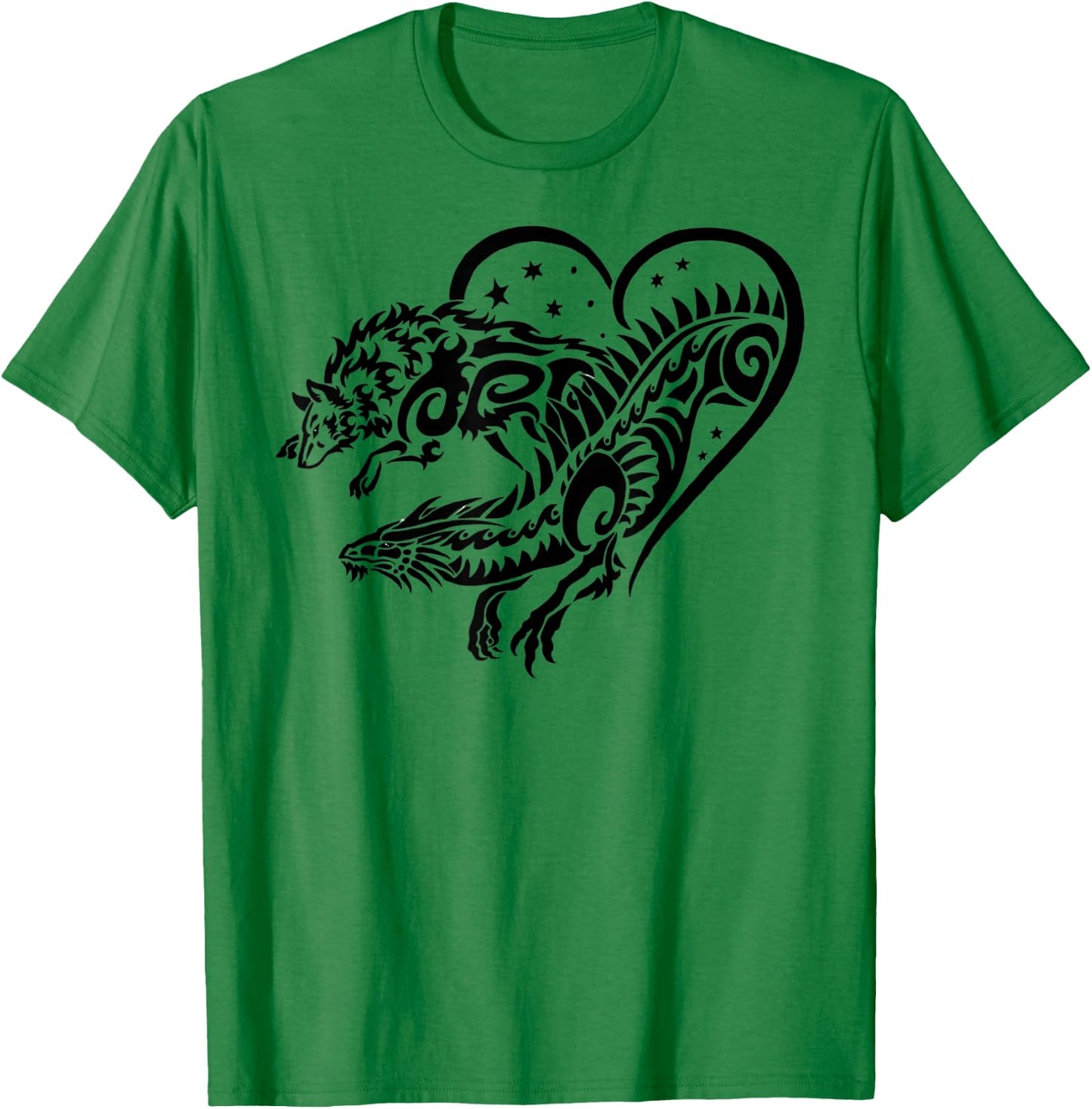 The Dreaming Dragon Wolf and Dragon Love T-Shirt - T-Shirt | Irish Green