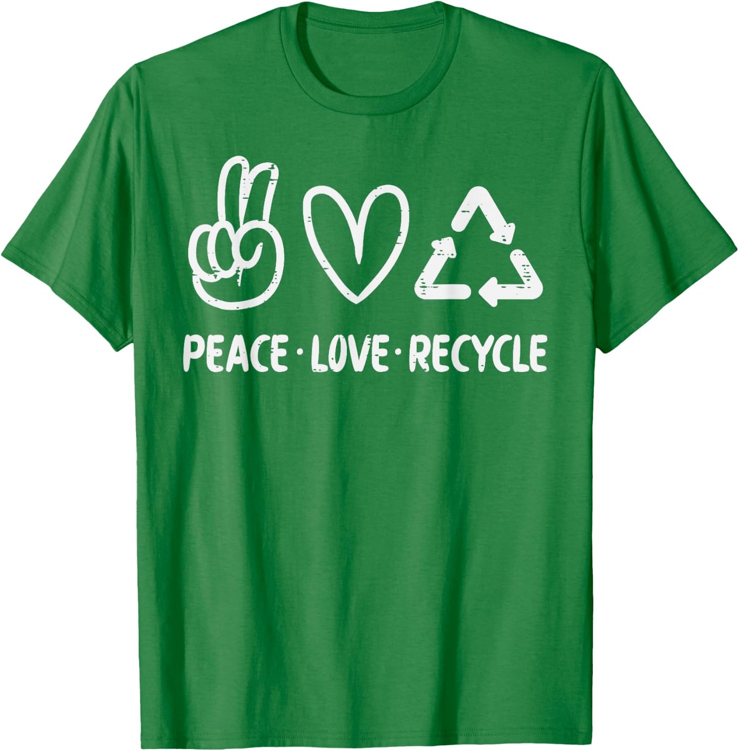 Peace Love Recycle Earth Day Recycling Hippie Men Women Kids T-Shirt - T-Shirt | Irish Green