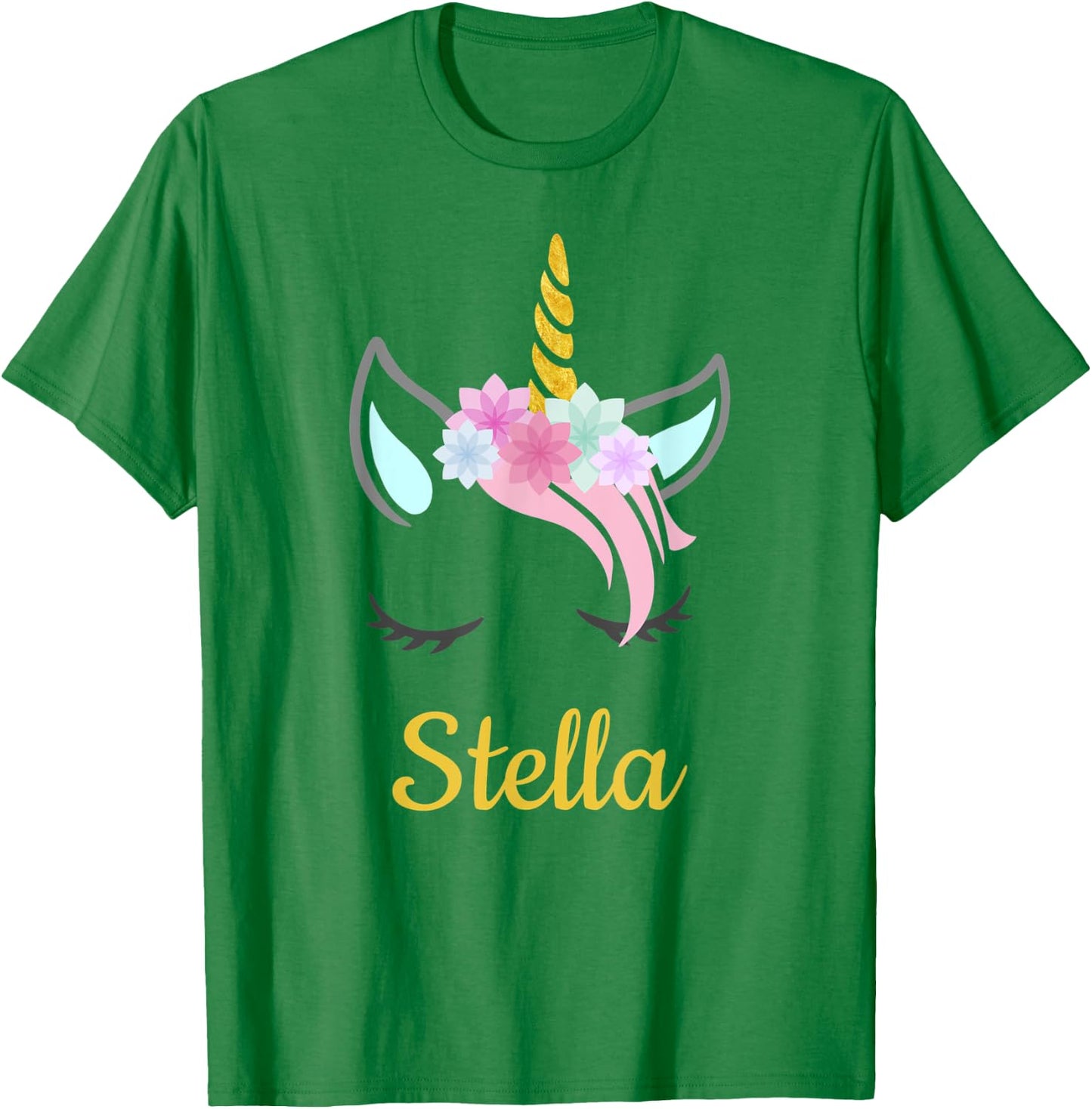 Stella White Unicorn Name T-Shirt - T-Shirt | Irish Green
