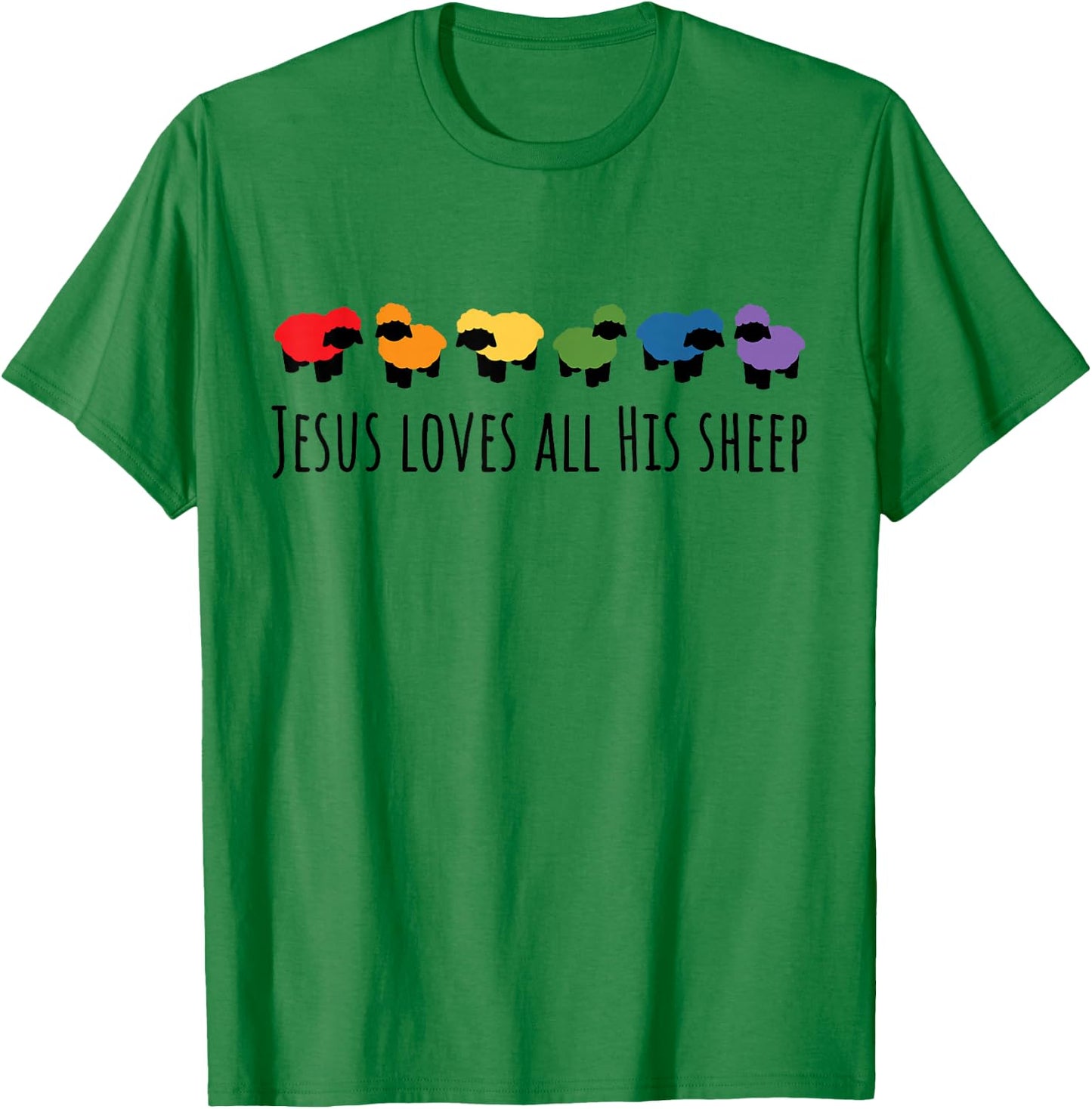 Jesus Loves All His Sheep Christian Gay Pride LGBTQIA+ T-Shirt - T-Shirt | Irish Green