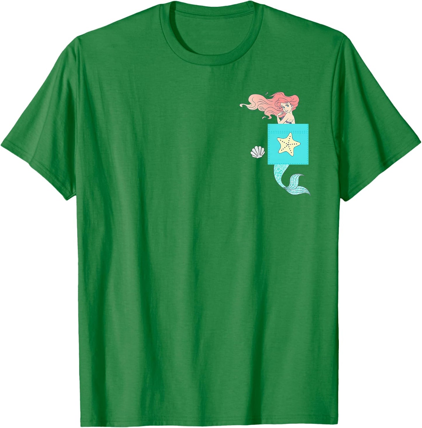 Disney The Little Mermaid Ariel Mermaid Shell Pocket Icon T-Shirt - T-Shirt | Irish Green