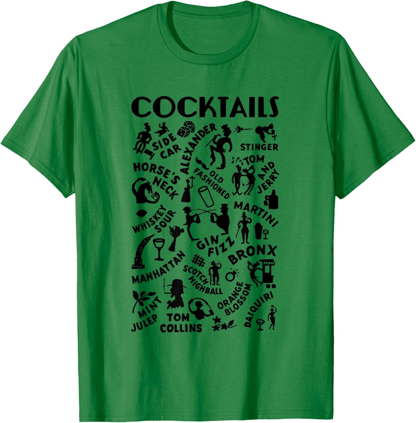 Vintage Cocktails Menu Bartender's Guide Cocktail Lounge T-Shirt - T-Shirt | Irish Green