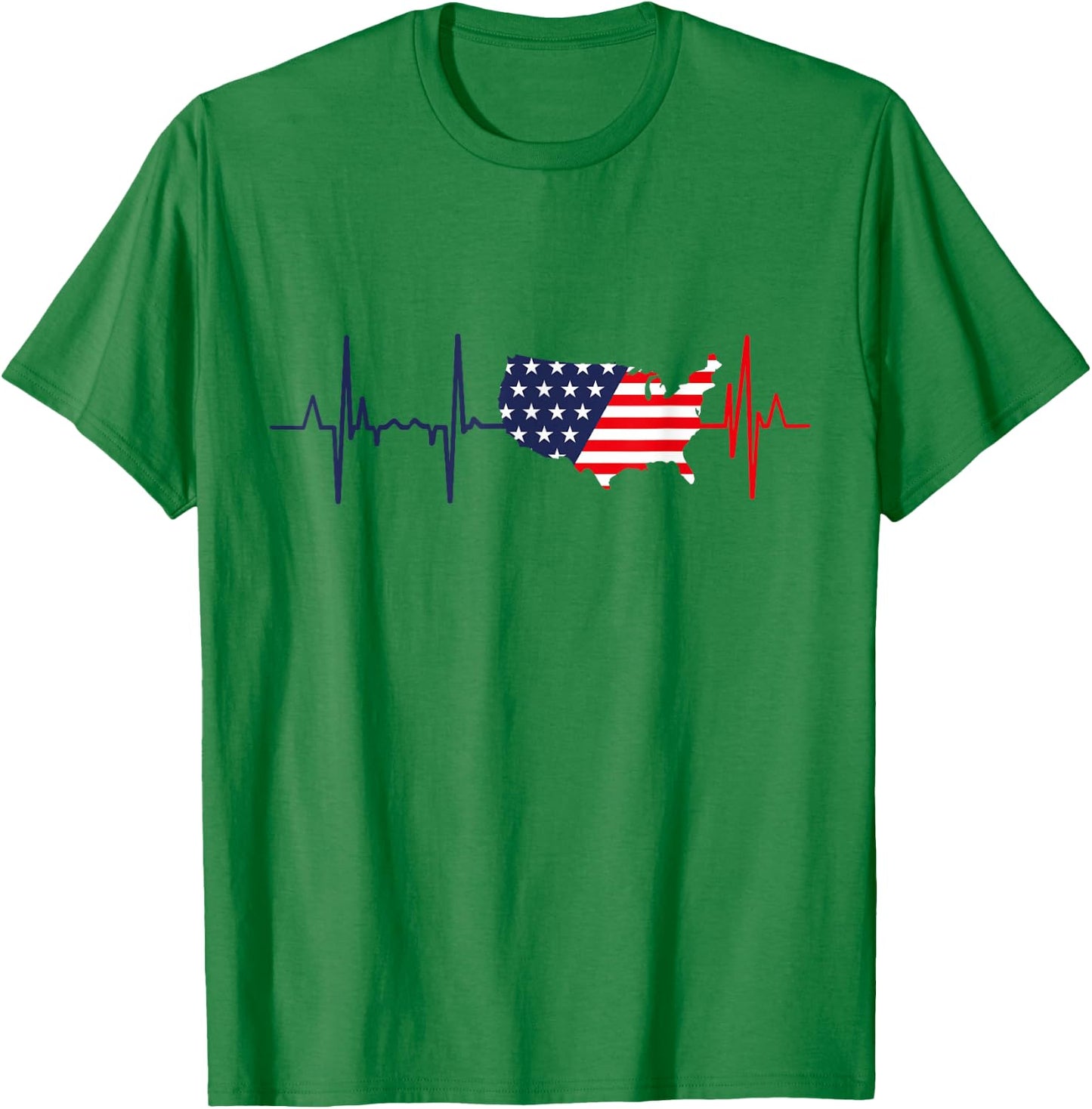 My Heart Beats for America - Patriotic USA , White T-Shirt - T-Shirt | Irish Green