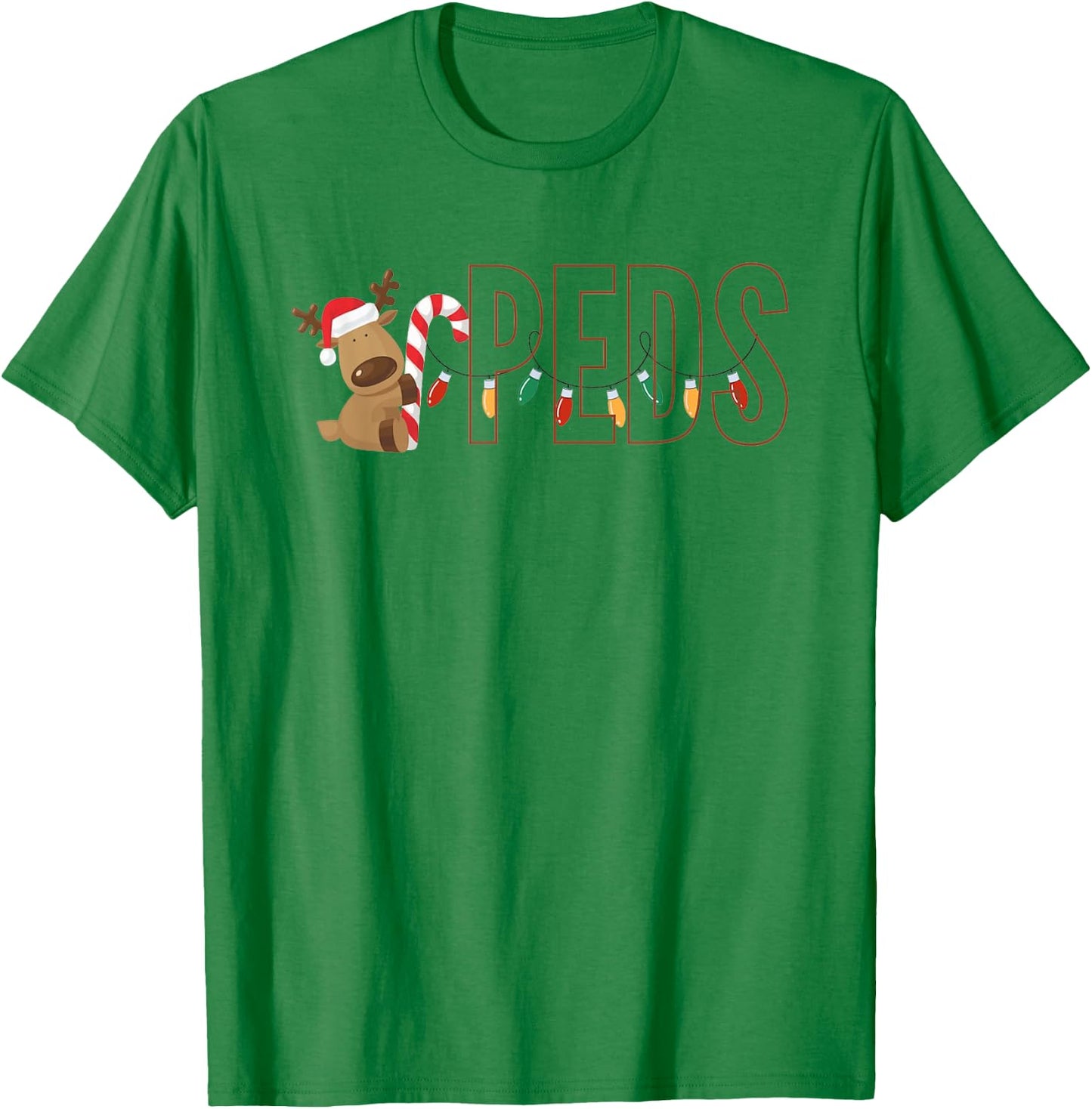Retro Pediatrics Christmas Lights Reindeer Peds Nurse Women T-Shirt - T-Shirt | Irish Green