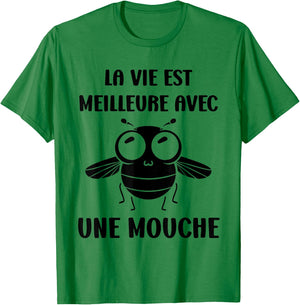 Humor Fly Insect Life is Better with a Fly , white, S T-Shirt - T-Shirt | Irish Green