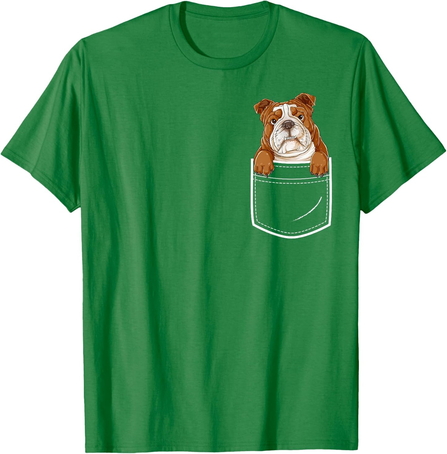 English Bulldog in Your Front Pocket T Shirt Dog Animals Women Kids T-Shirt - T-Shirt | Irish Green