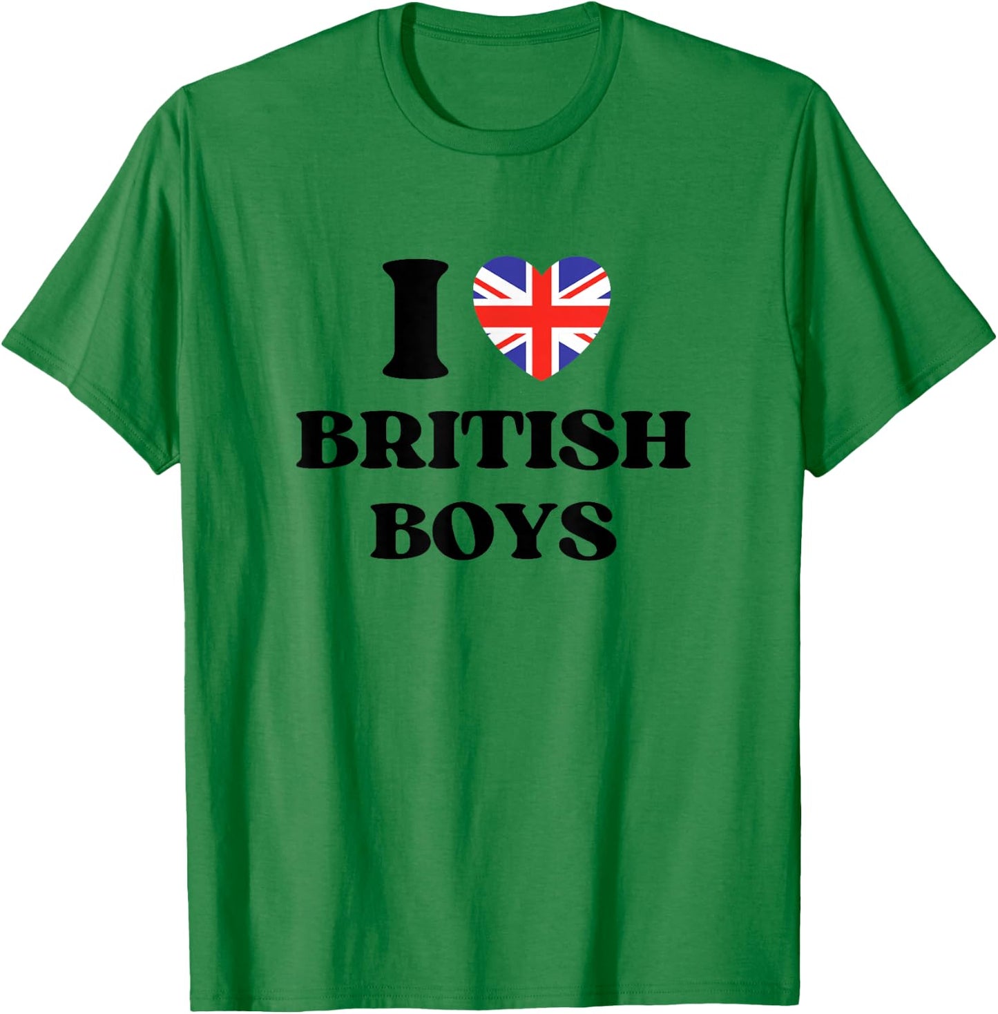 Funny I Love British Boys I Red Heart British Boys Britain T-Shirt - T-Shirt | Irish Green