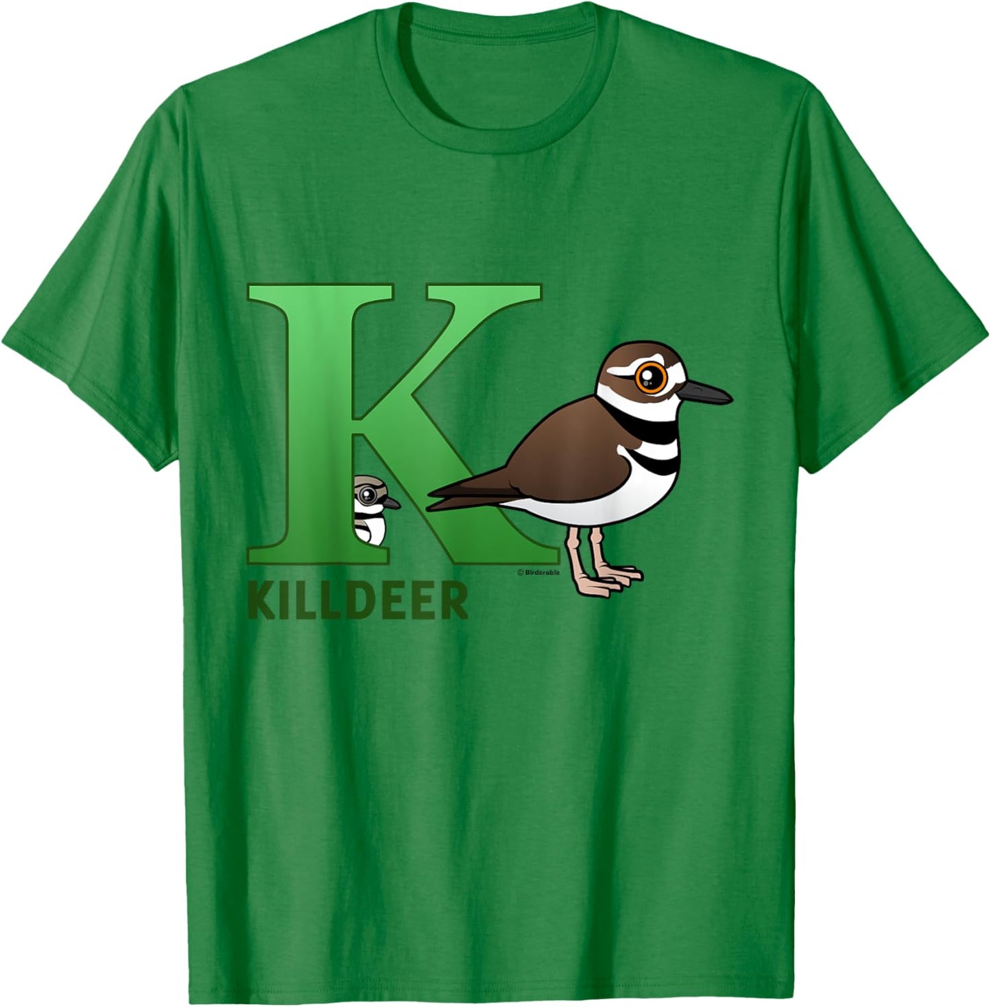 Cute K is for Killdeer Cartoon Alphabet Bird Gift T-Shirt - T-Shirt | Irish Green