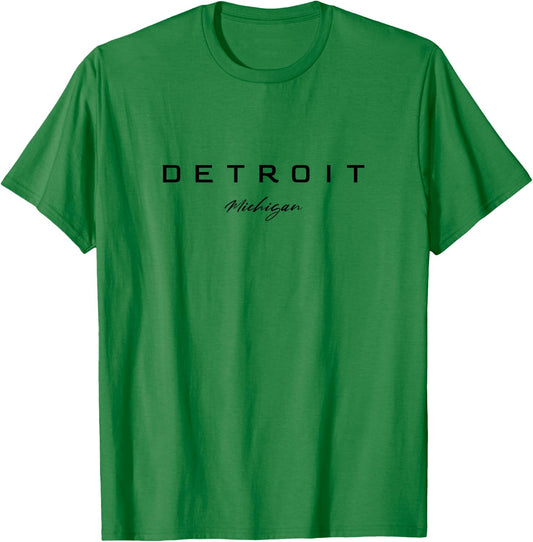 Detroit State of Michigan USA Lettering Detroit T-Shirt - T-Shirt | Irish Green