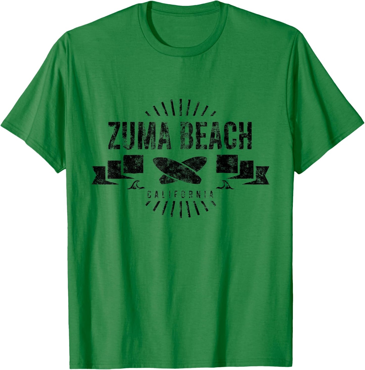 Zuma Beach California Surf Vintage Surfing Retro Surfboard T-Shirt - T-Shirt | Irish Green