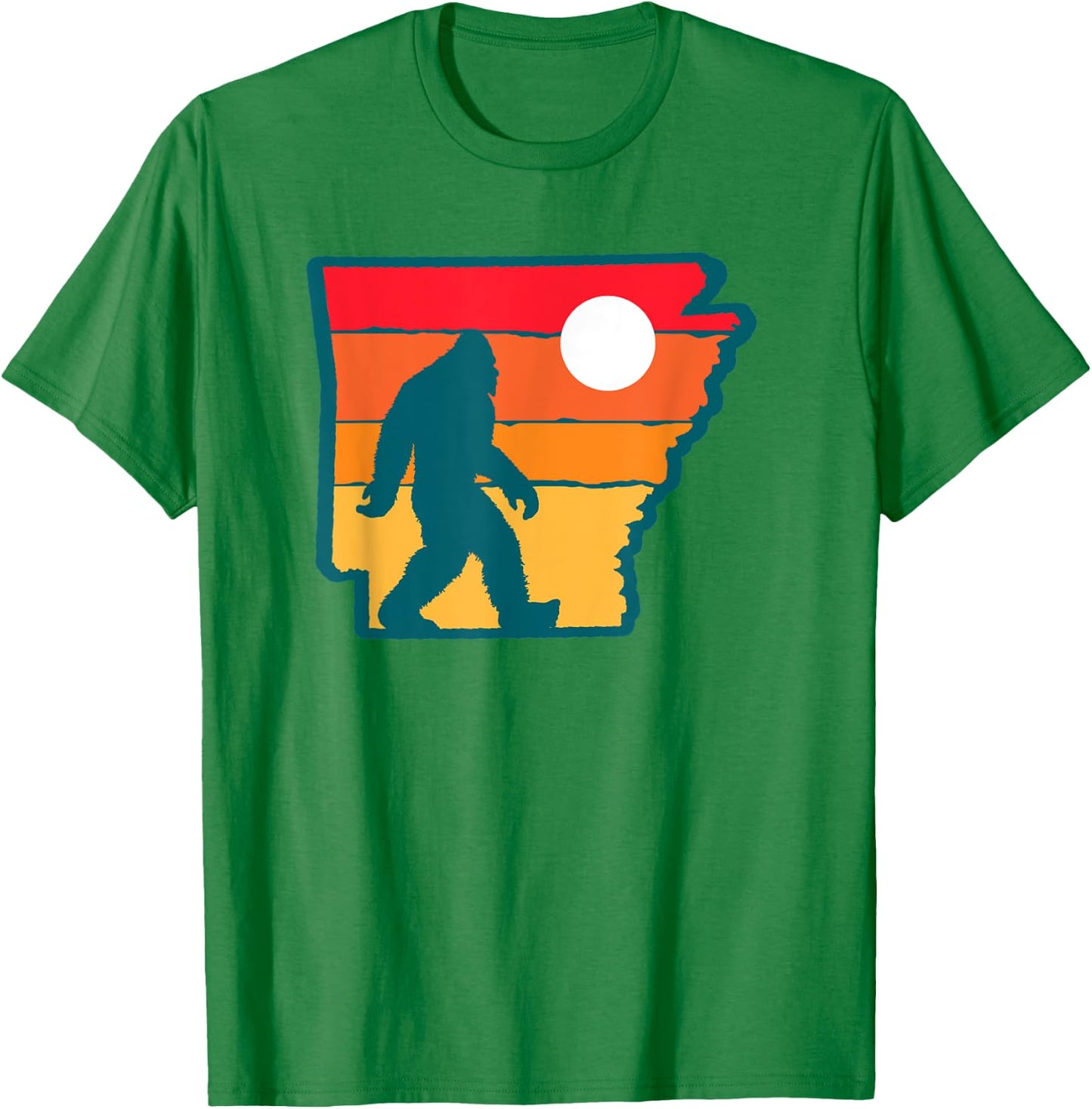 Arkansas Vintage Outdoor Bigfoot State Sasquatch Team Retro T-Shirt - T-Shirt | Irish Green