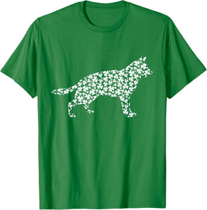 German Shepherd Dog Cute Shamrock St Patricks Day T-Shirt - T-Shirt | Irish Green