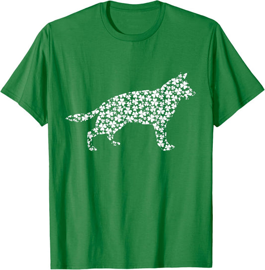 German Shepherd Dog Cute Shamrock St Patricks Day T-Shirt - T-Shirt | Irish Green