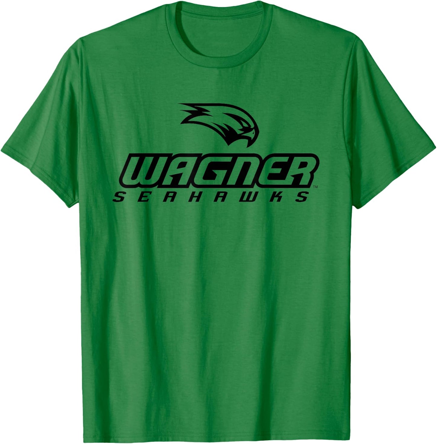 Wagner College Seahawks Stacked One Colour Logo T-Shirt - T-Shirt | Irish Green