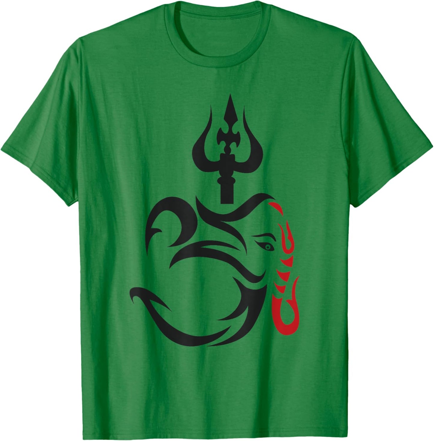 OM-Ganesha And Lord Shiva Divine Trident Trishul T-Shirt - T-Shirt | Irish Green