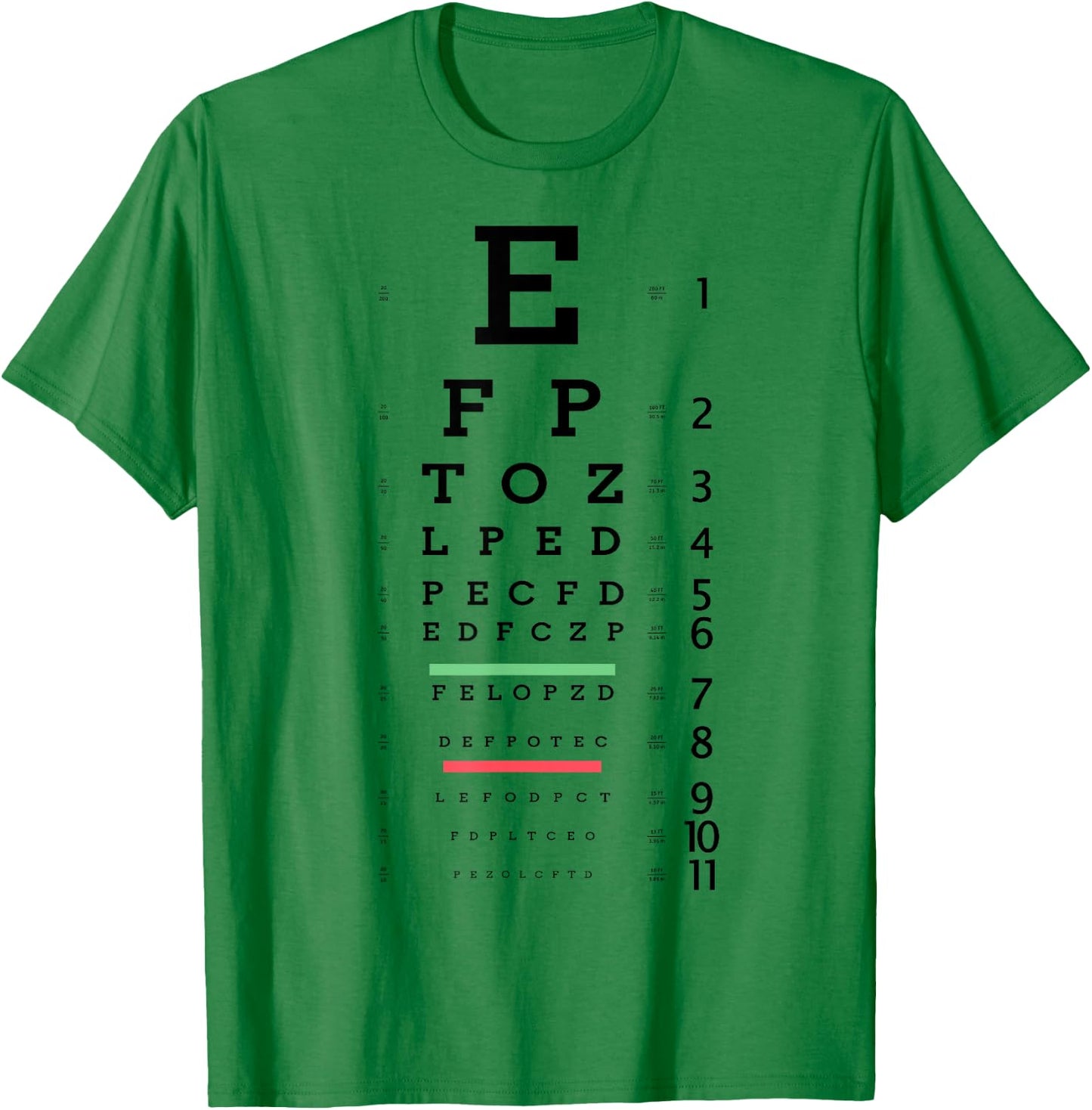 Optometrist Snellen Eye chart Optotype Optometry Eye Doctor T-Shirt - T-Shirt | Irish Green