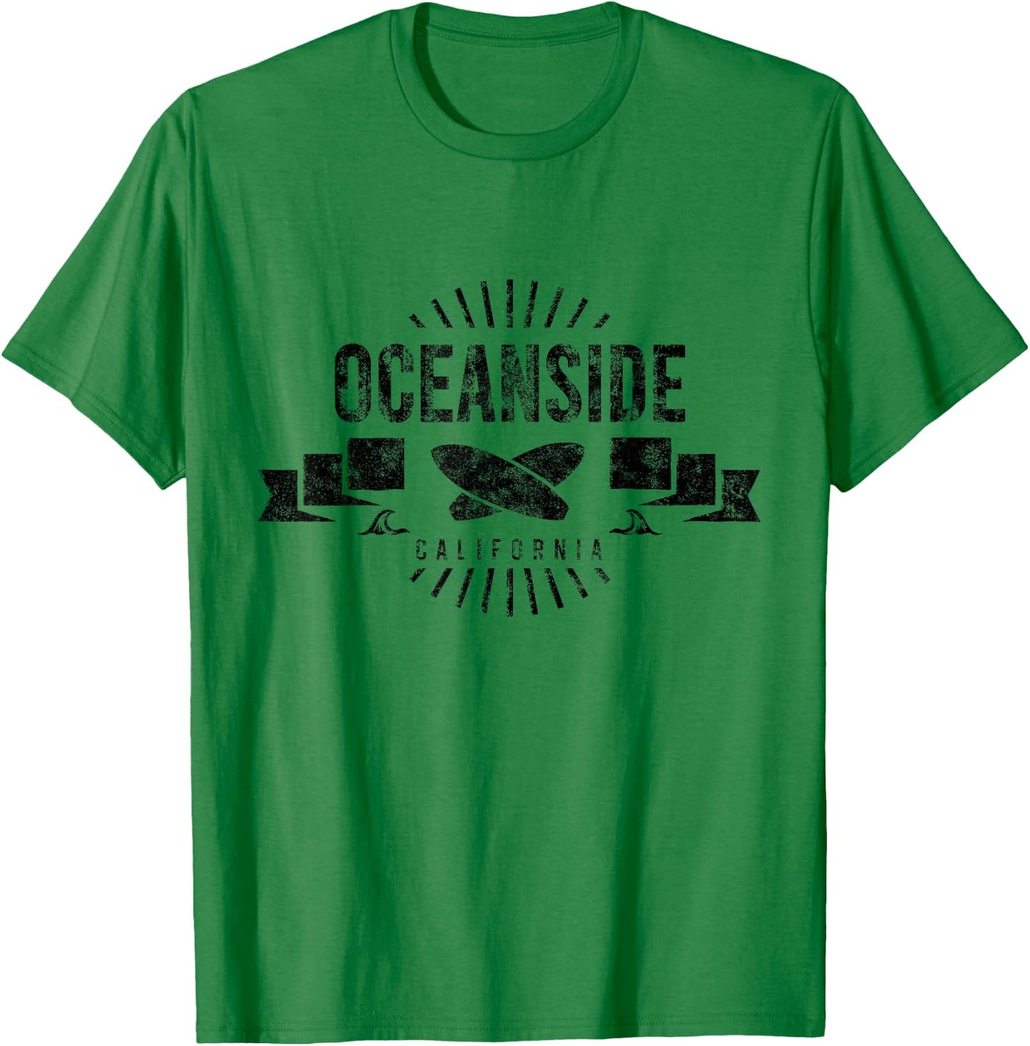 Oceanside CA Surf Cali Vintage Surfing Beach Retro Surfboard Women Kids T-Shirt - T-Shirt | Irish Green