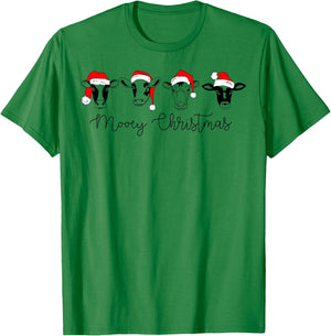 Funny Christmas Cows Mooey Christmas Cute Xmas Cow T-Shirt - T-Shirt | Irish Green