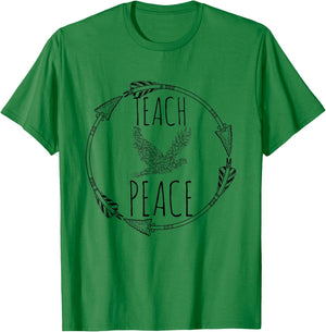 Teach Peace Symbolic Peace Bird Words Sign T-Shirt - T-Shirt | Irish Green