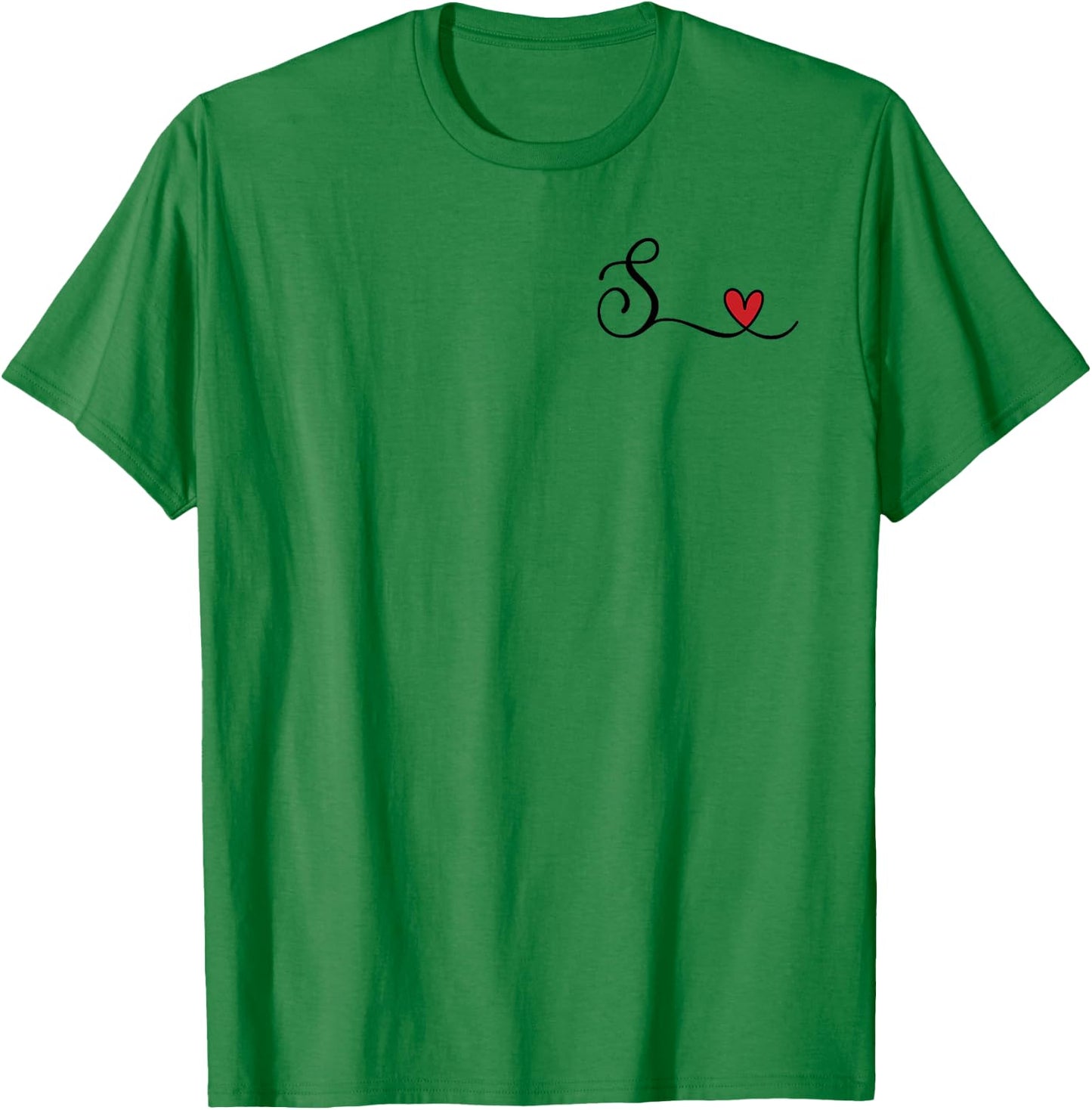 S Initial Heart Monogram Gift T-Shirt - T-Shirt | Irish Green