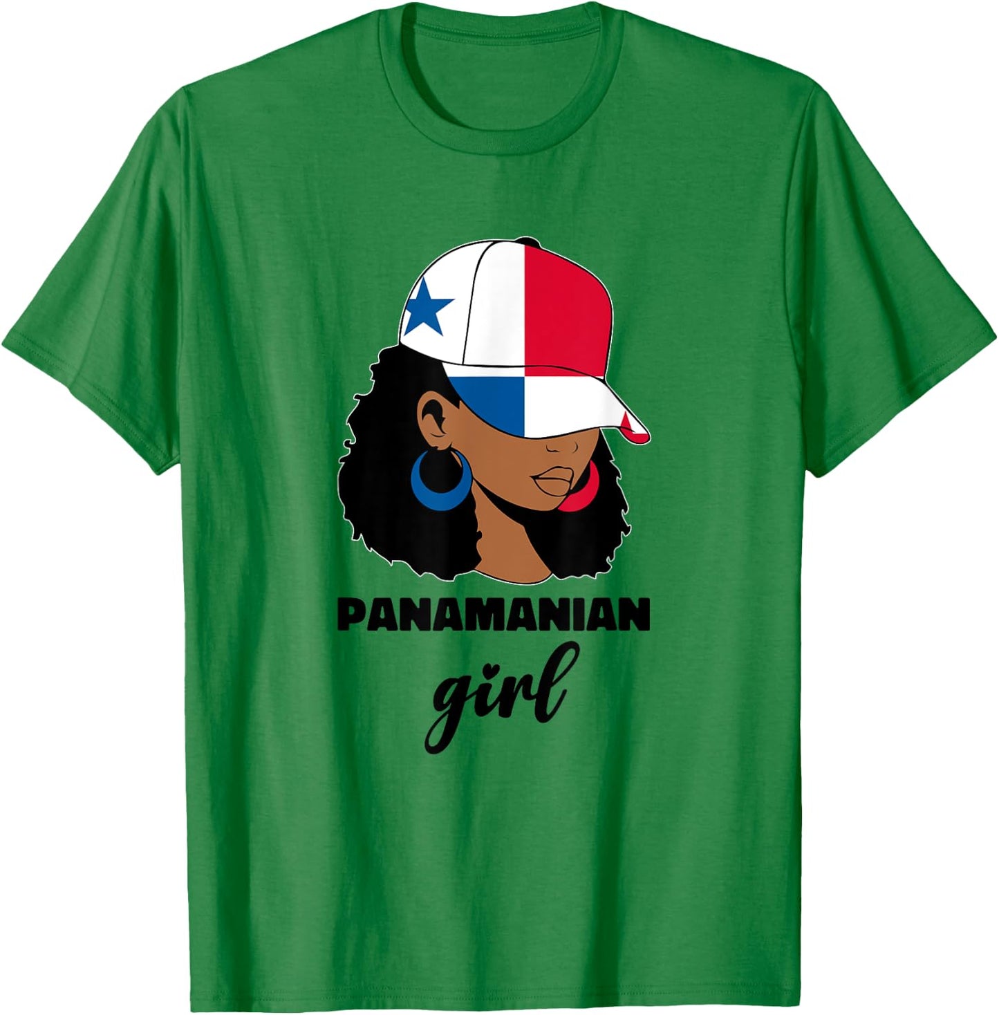 Black Afro Latina Panamanian Girl Women Panama Flag Panameña T-Shirt - T-Shirt | Irish Green