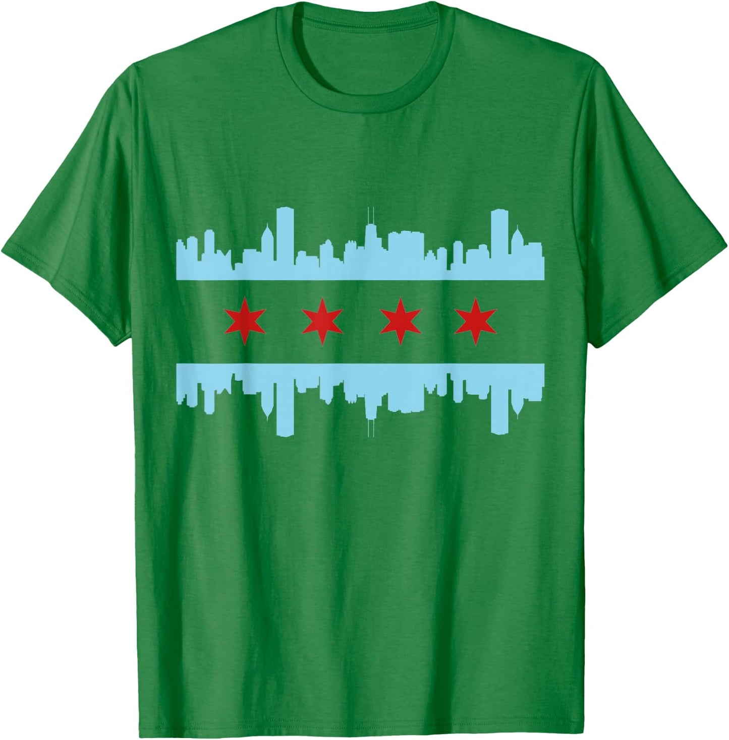 Chicago Flag Skyline Pride Illinois Vintage T-Shirt - T-Shirt | Irish Green