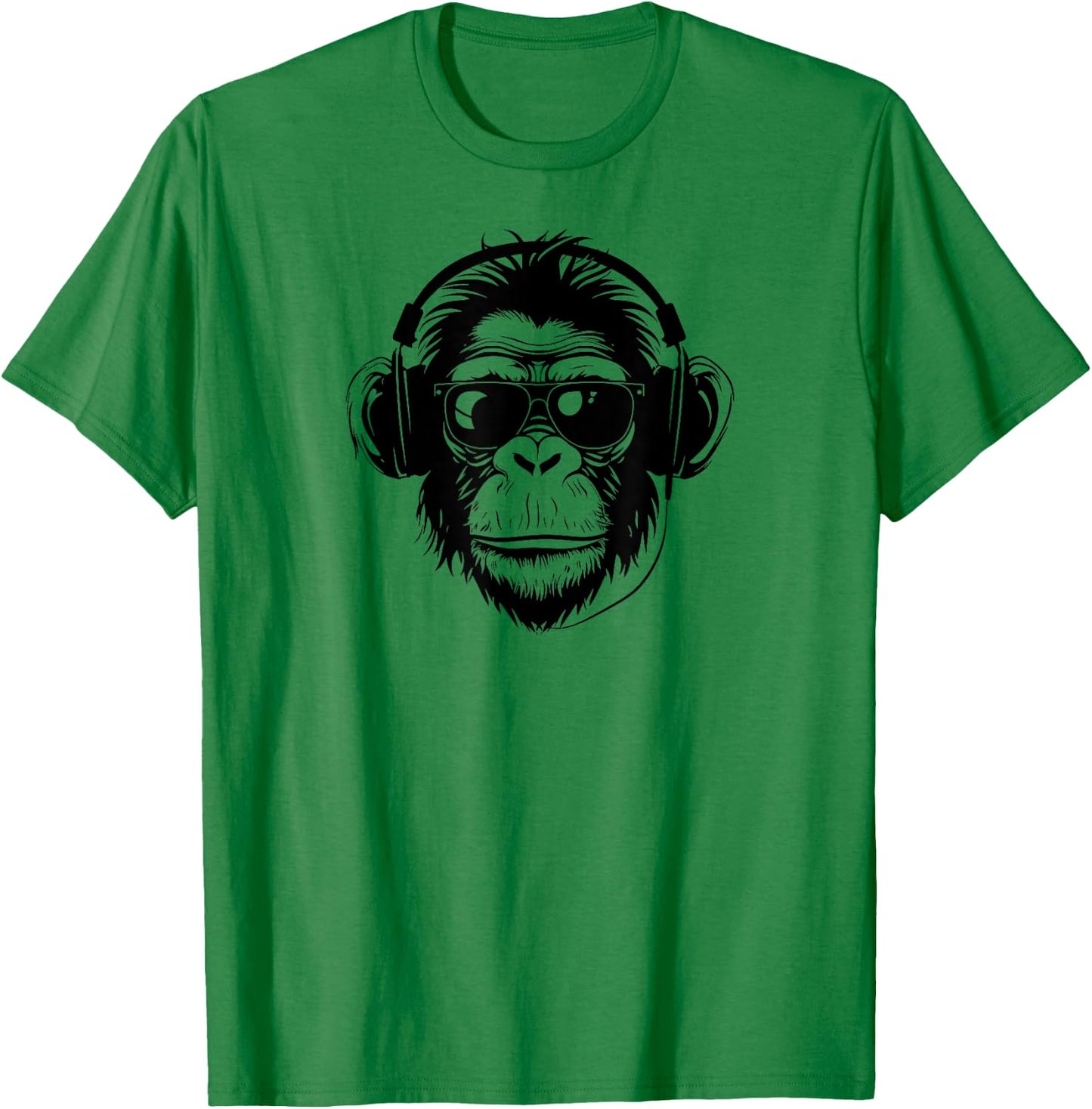 Cute Chimpanzee Monkey Headphone DJ Primate Chimp T-Shirt - T-Shirt | Irish Green