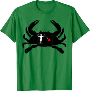 Blackbeard The Pirate Jolly Roger Crab Silhouette T-Shirt - T-Shirt | Irish Green