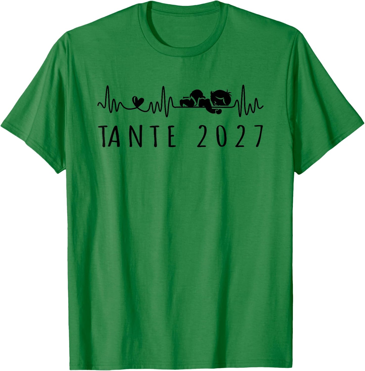 Tante 2027 Herzschlag Schwangerschaft Verkünden T-Shirt - T-Shirt | Irish Green