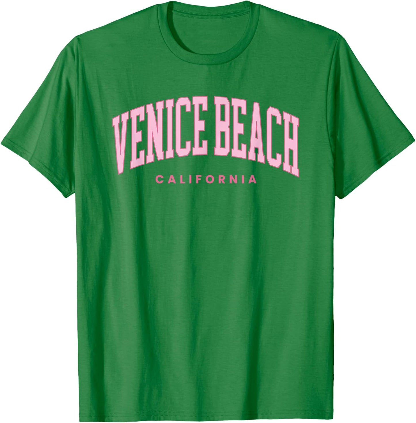 Venice Beach California Retro Preppy Throwback Pink Text T-Shirt - T-Shirt | Irish Green