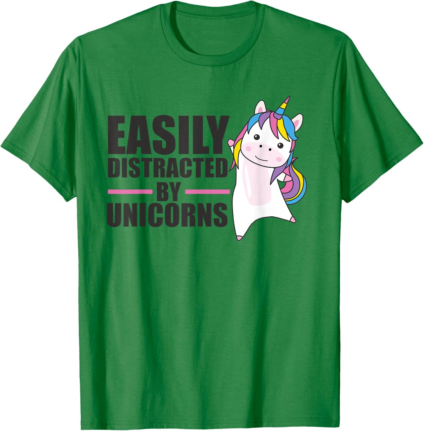 Easily Distracted By Unicorns - Cute Unicorn T-Shirt - T-Shirt | Irish Green