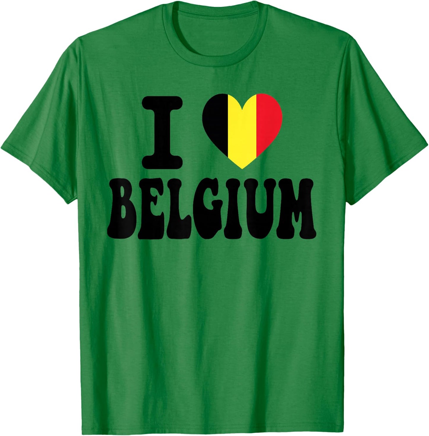 I Love Belgium Heart Flag Retro Travel Souvenir T-Shirt - T-Shirt | Irish Green