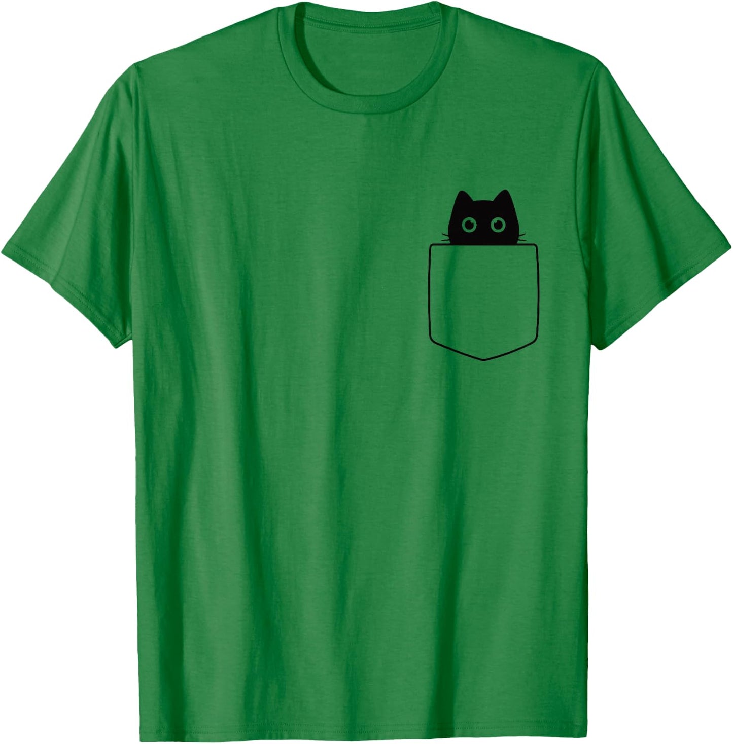 Cat in Pocket Shirt for Kids Women Men Funny Cute Cats Lover T-Shirt - T-Shirt | Irish Green