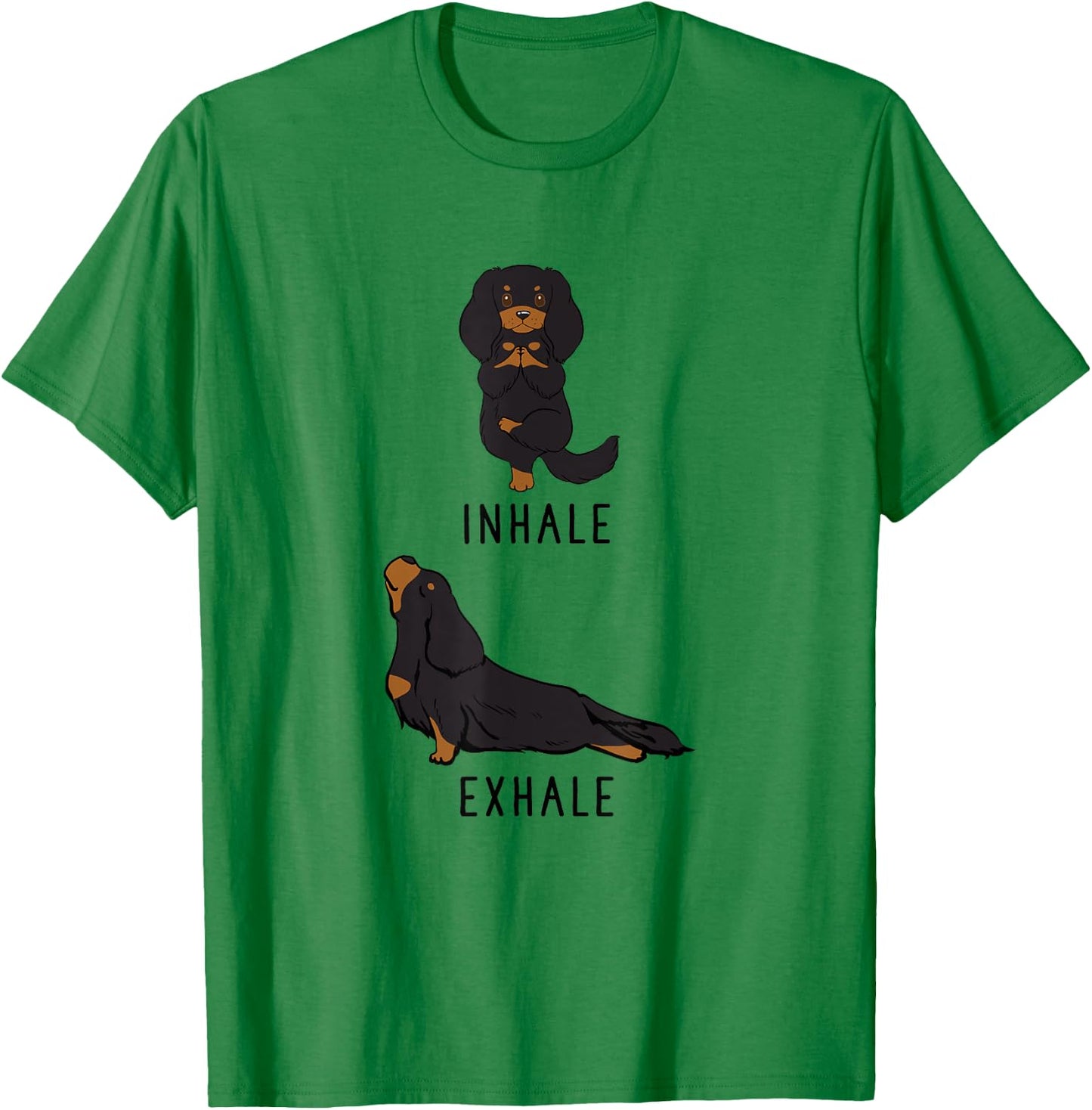 Inhale Exhale Cavalier King Charles Spaniel Funny Dog Yoga Women Girls Kids T-Shirt - T-Shirt | Irish Green