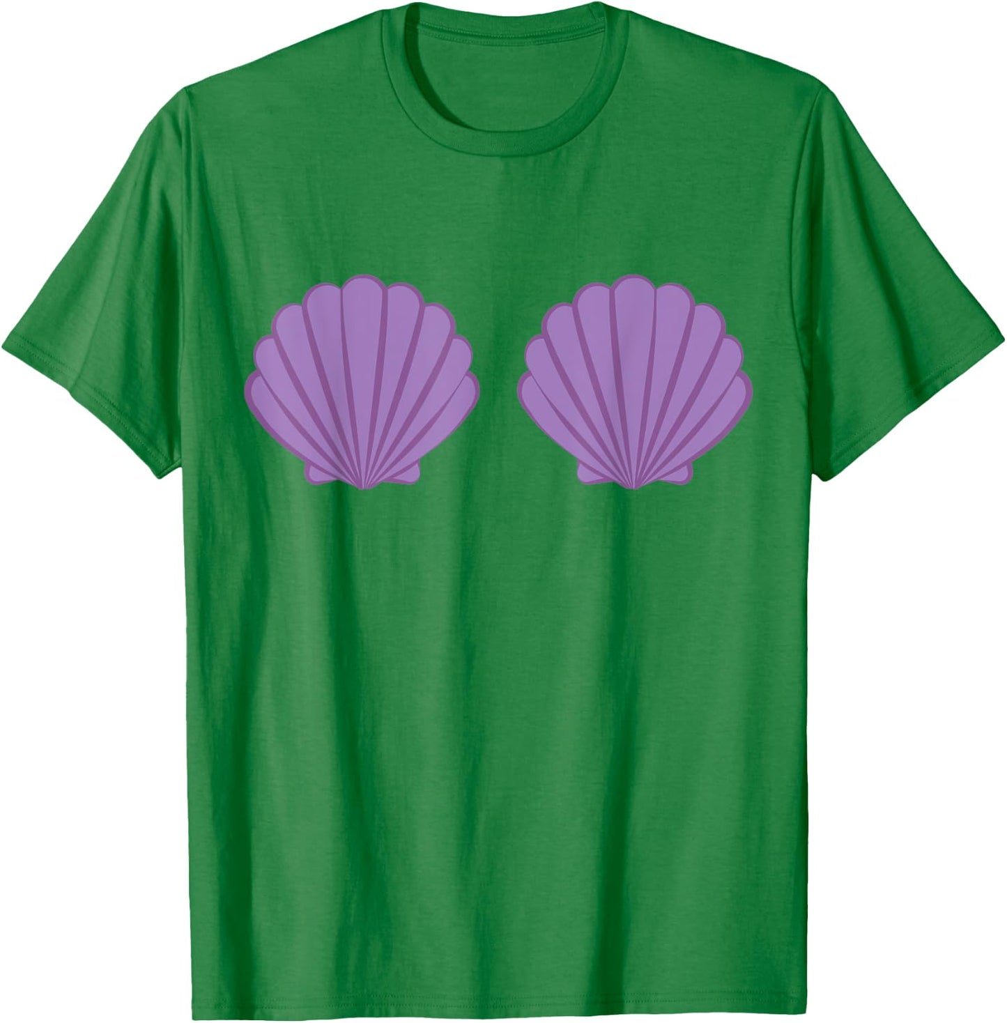 Mermaid Seashell Bra Purple Shells Cartoon Graphic T-Shirt - T-Shirt | Irish Green