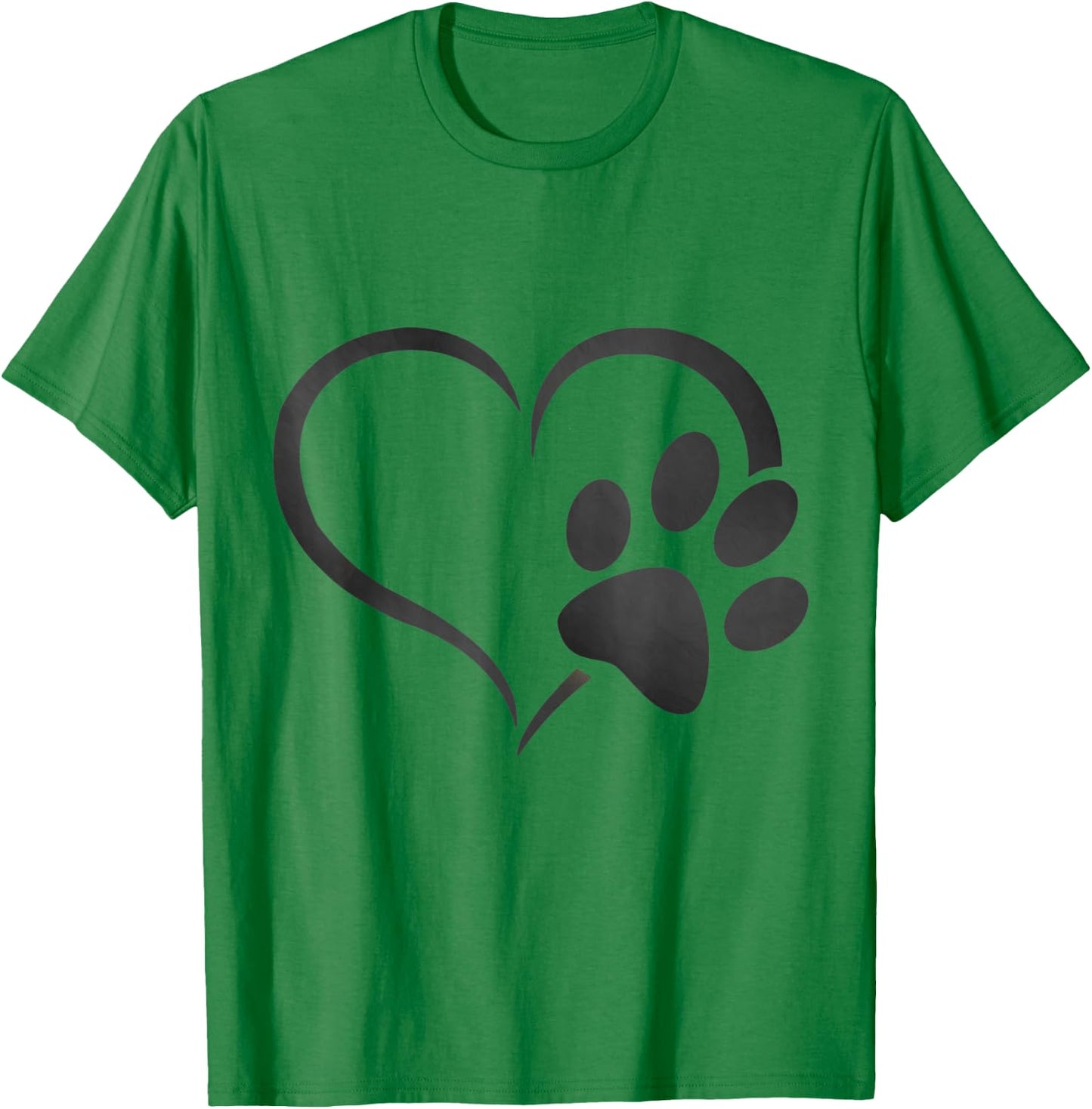 light grey black Dog Paw Print heart For Dogs Lover Women Kids T-Shirt - T-Shirt | Irish Green