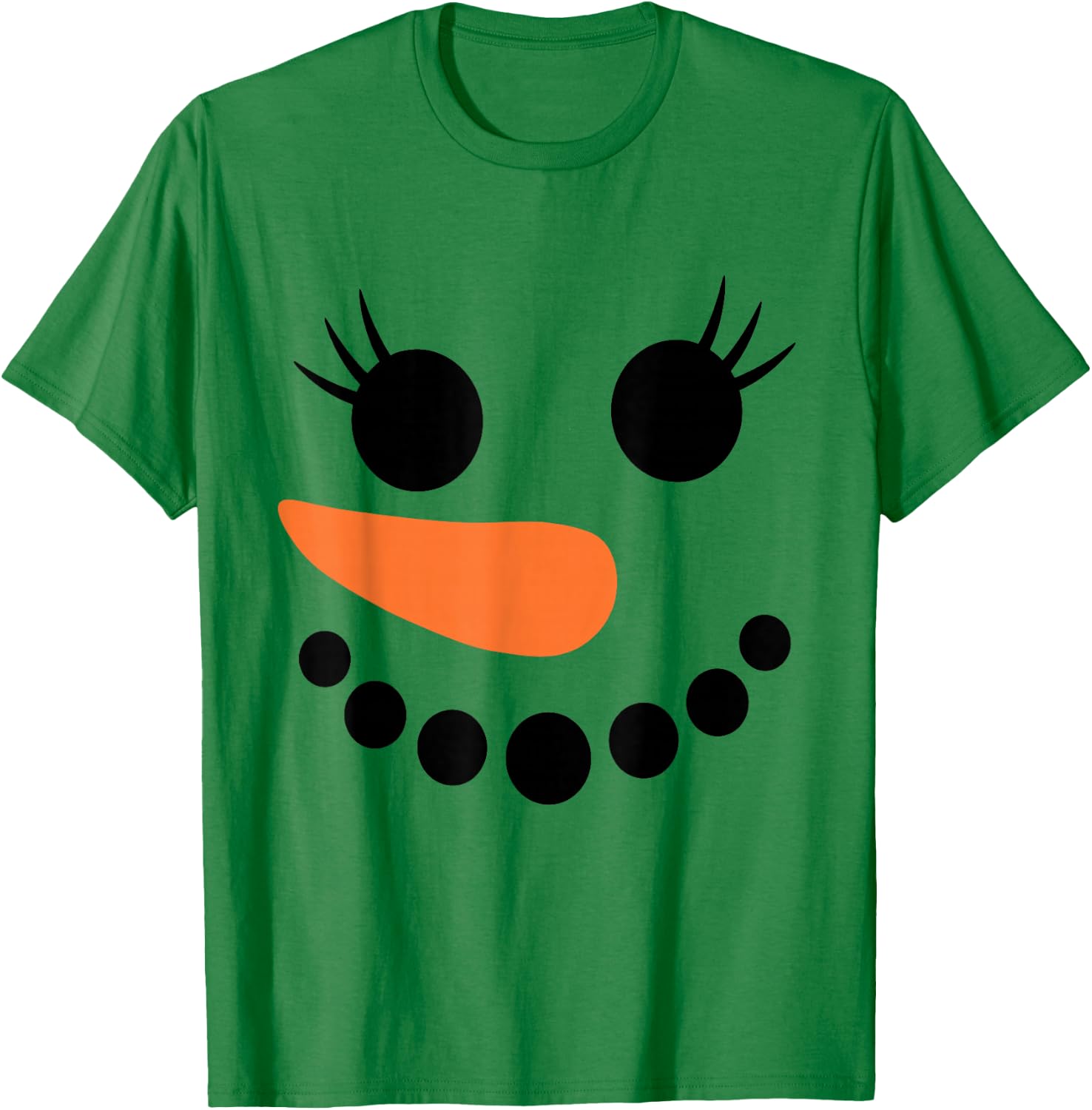Winter Snowman Face Eyelashes Christmas Xmas For Girl T-Shirt - T-Shirt | Irish Green