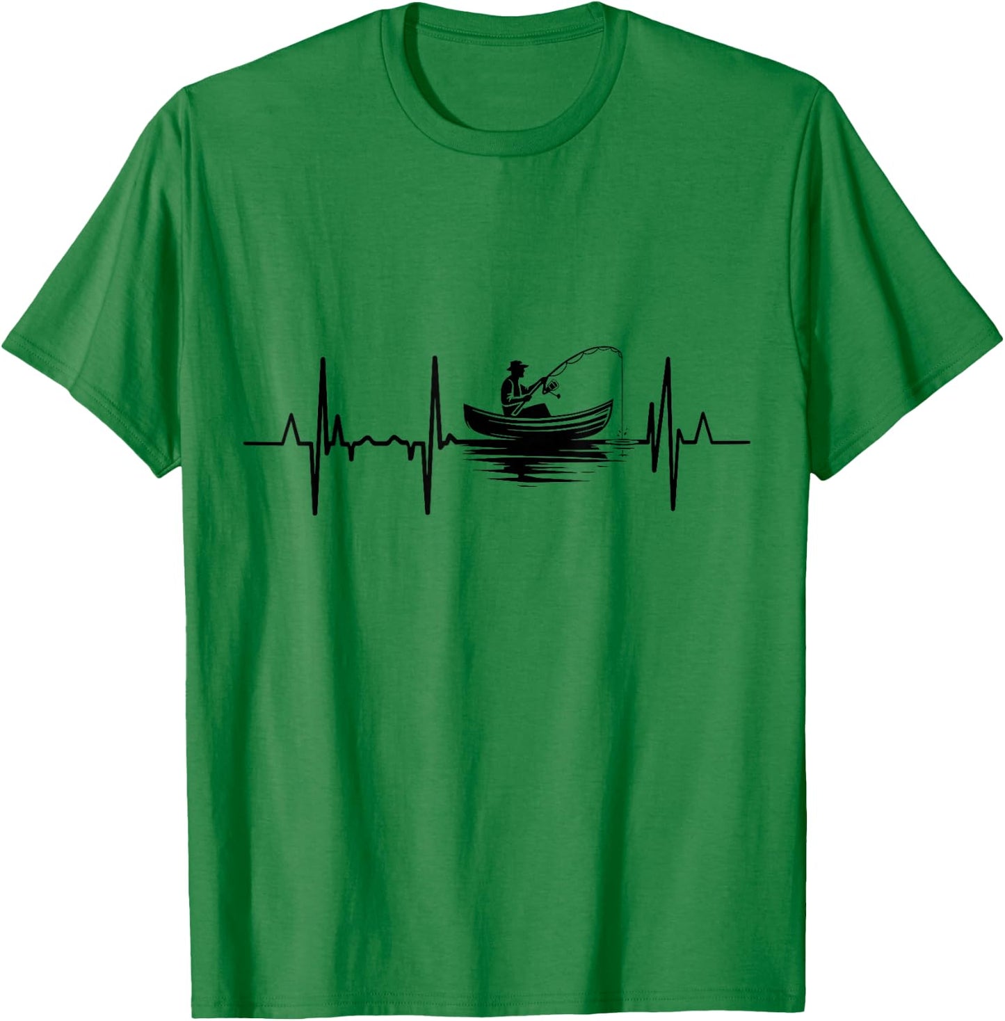 Fishing Pulse Line Angler Heartbeat T-Shirt - T-Shirt | Irish Green